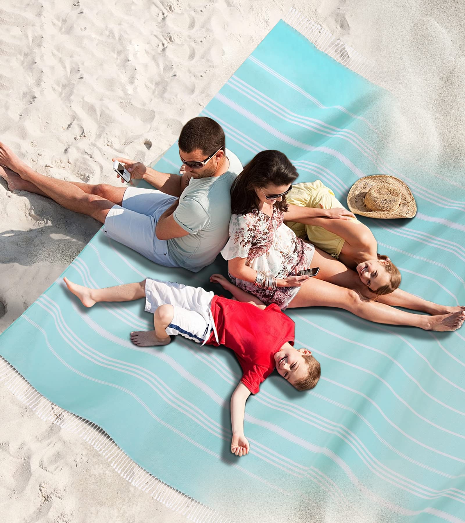 Amazon.com: Genovega Turkish Beach Towel Soft Absorbent Oversized